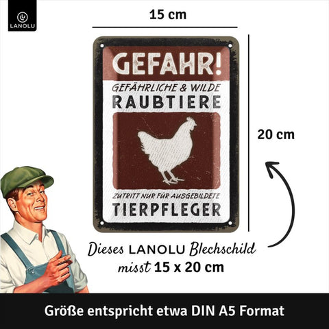 Blechschild Raubtier Huhn