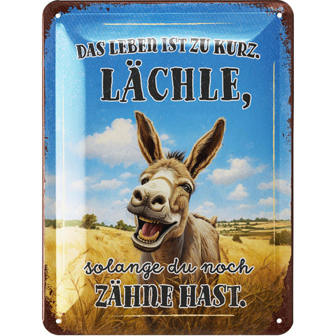 Blechschild Leben ist zu kurz. Lächle