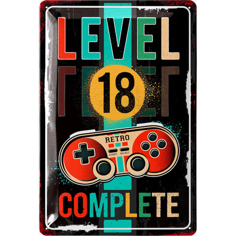 Blechschild Retro Gaming Controller lvl.18