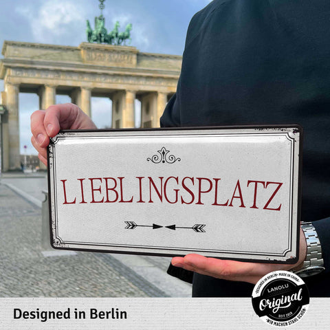 Blechschild Lieblingsplatz weiß 