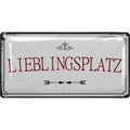 Blechschild Lieblingsplatz weiß 