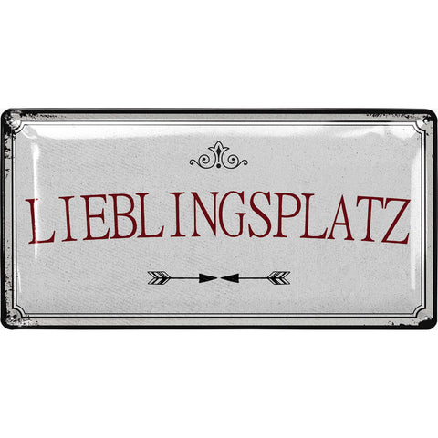 Blechschild Lieblingsplatz weiß 