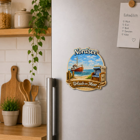 Kühlschrankmagnet „Nordsee Urlaub am Meer“ 3D Dekomagnet Küste – 7x7cm