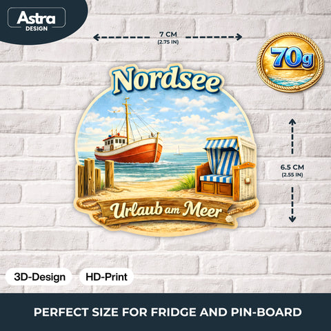 Kühlschrankmagnet „Nordsee Urlaub am Meer“ 3D Dekomagnet Küste – 7x7cm