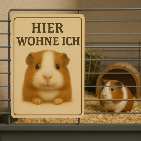 Meerschweinchen hier wohne Blechschild