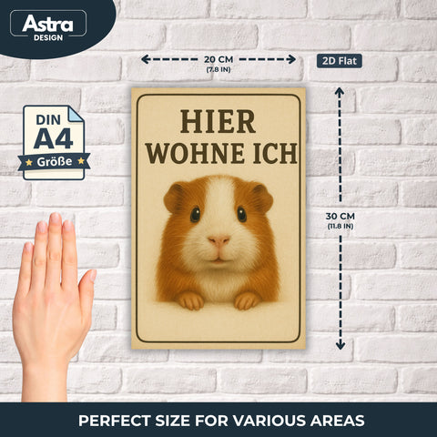 Meerschweinchen hier wohne Blechschild - 20x30cm