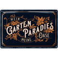 Blechschild Garten Paradies / Oase