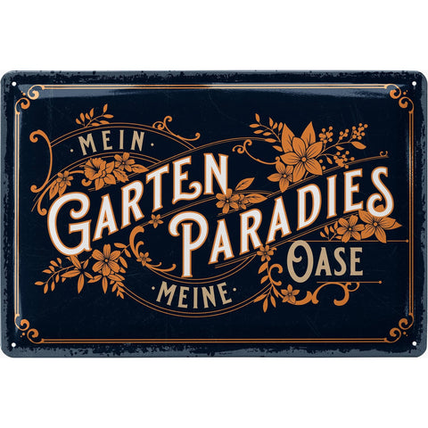 Blechschild Garten Paradies / Oase