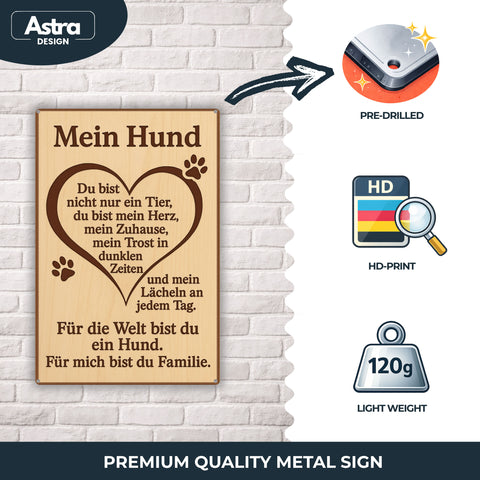 Blechschild 20x30cm – Mein Hund du bist mein Herz und meine Familie