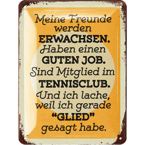 Blechschild Freunde werden Erwachsen