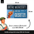 Blechschild Meine Werkstatt meine Gesetze