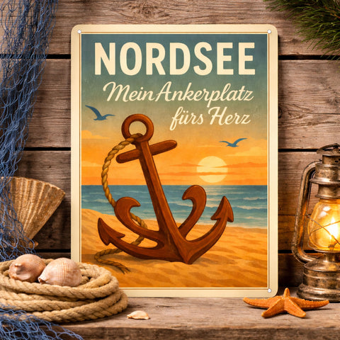 Blechschild 20x30cm – Nordsee Mein Ankerplatz fürs Herz