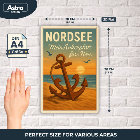 Blechschild 20x30cm – Nordsee Mein Ankerplatz fürs Herz