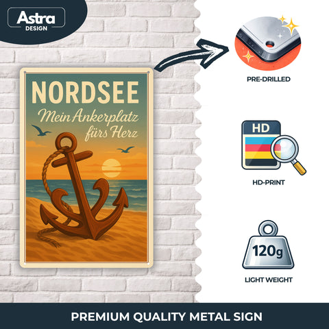 Blechschild 20x30cm – Nordsee Mein Ankerplatz fürs Herz