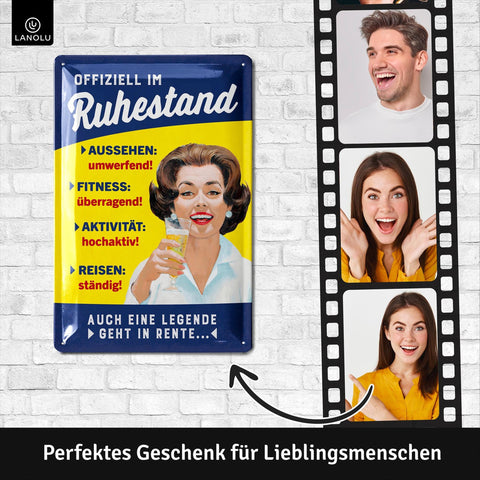 Blechschild Offiziell Im Ruhestand Frau