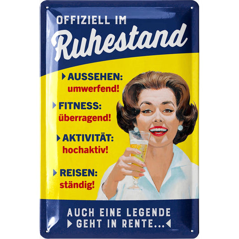 Blechschild Offiziell Im Ruhestand Frau
