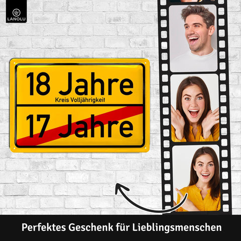 Blechschild 18 Jahre Volljährig