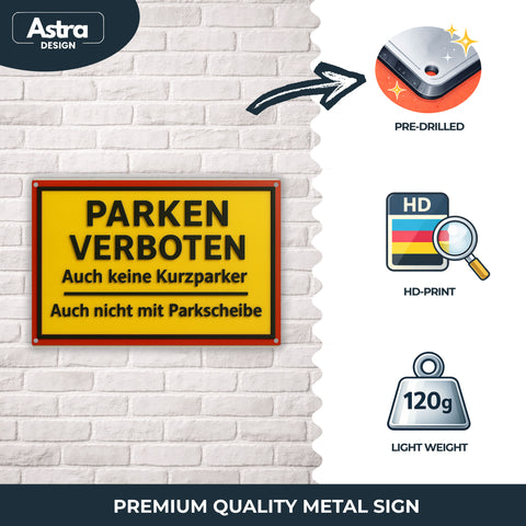 Blechschild 20x30cm – Parken verboten auch keine Kurzparker