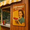 Pommes und Currywurst Blechschild
