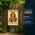 Pommes Frites Blechschild knusprig serviert Blechschild 