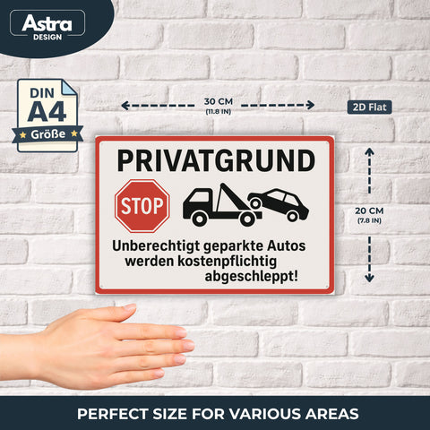 Privatgrund abschleppen Blechschild - 20x30cm