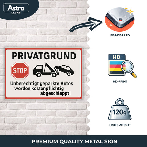 Privatgrund abschleppen Blechschild - 20x30cm