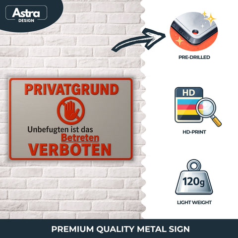 Privatgrund Betreten Verboten Blechschild - 20x30cm