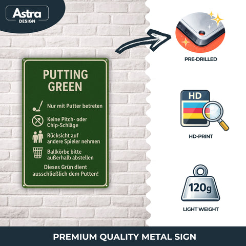 Putting Green Regeln Blechschild - 20x30cm