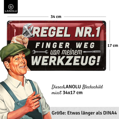 Blechschild Finger weg vom Werkzeug