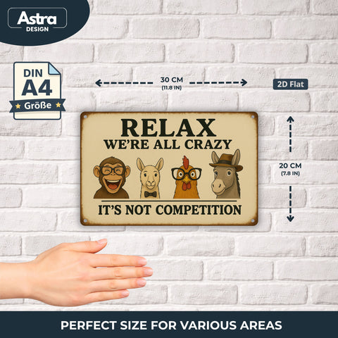 Relax we are all crazy Blechschild - 20x30cm