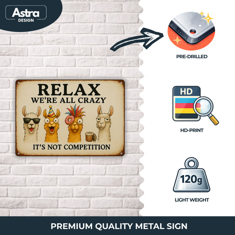 Relax we are all crazy Lama Blechschild - 20x30cm