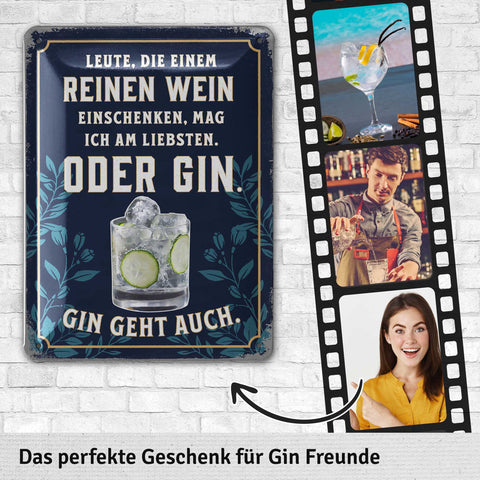 Blechschild Reinen Wein oder Gin