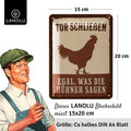 Blechschild Tor schließen Hühner