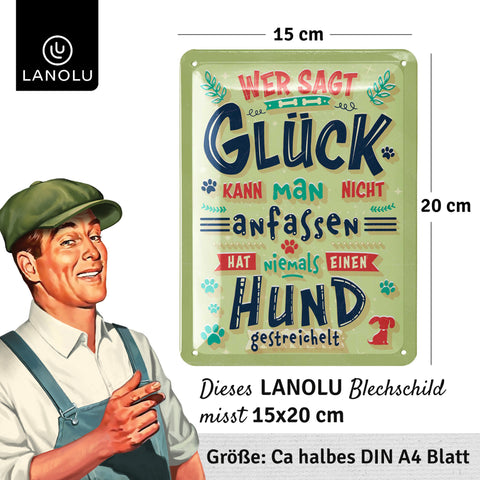 Blechschild Hunde streicheln grün 