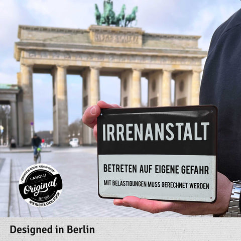 Blechschild Irrenanstalt