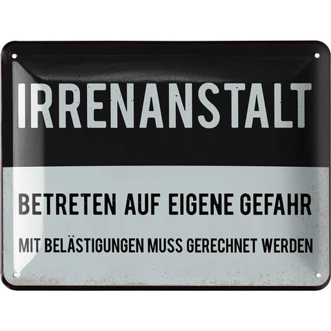 Blechschild Irrenanstalt