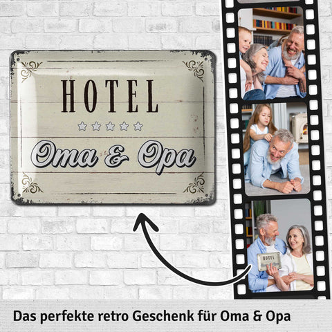 Blechschild Hotel Oma & Opa