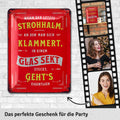 Blechschild  Strohhalm Sekt Spruch 
