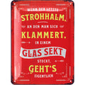 Blechschild  Strohhalm Sekt Spruch
