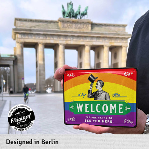 Blechschild Welcome bunt