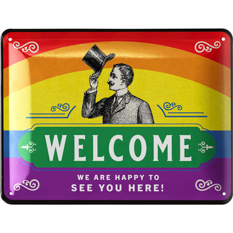 Blechschild Welcome bunt