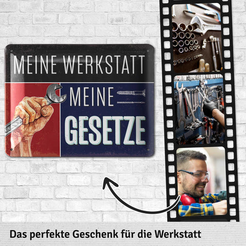 Blechschild  Meine Werkstatt