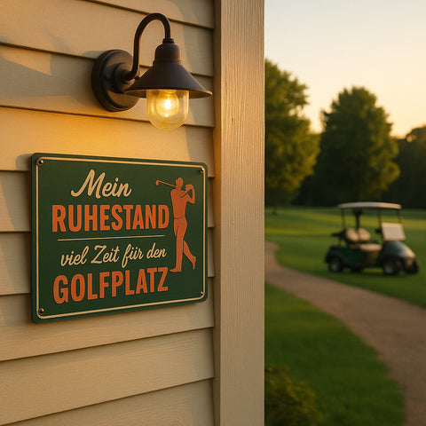 Ruhestand viel Zeit für Golf Blechschild
