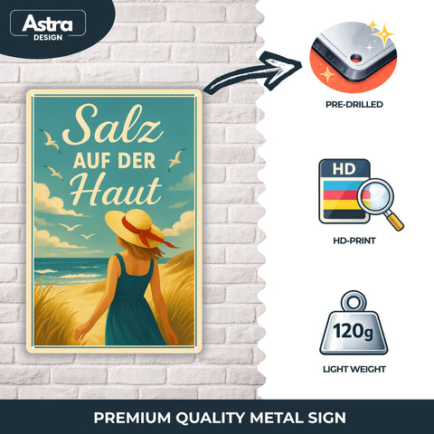 Blechschild 20x30cm – Salz auf der Haut Strandmotiv Küste