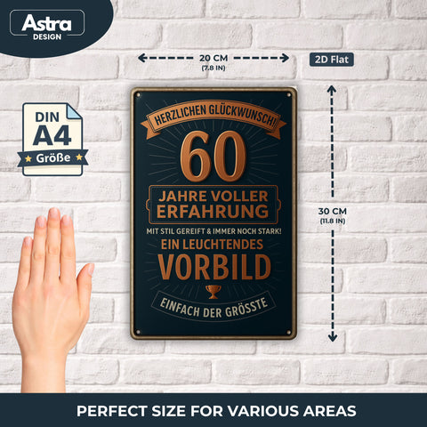 AstraDesign® Markenschild Sechzig Jahre Blechschild - 20x30cm