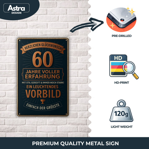 AstraDesign® Markenschild Sechzig Jahre Blechschild - 20x30cm