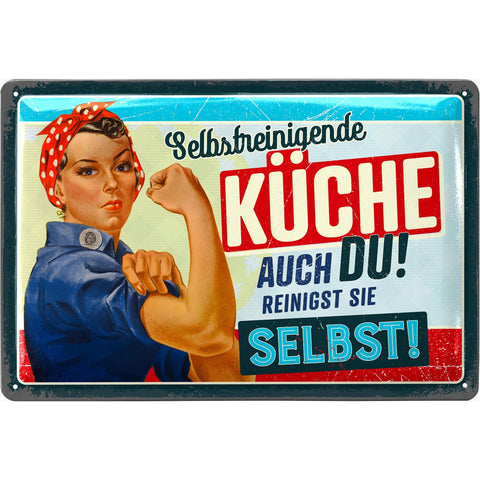 Blechschild Selbstreinigende Küche