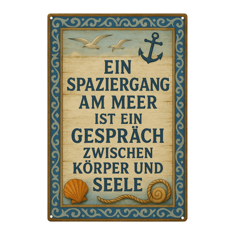 Spaziergang am Meer Blechschild