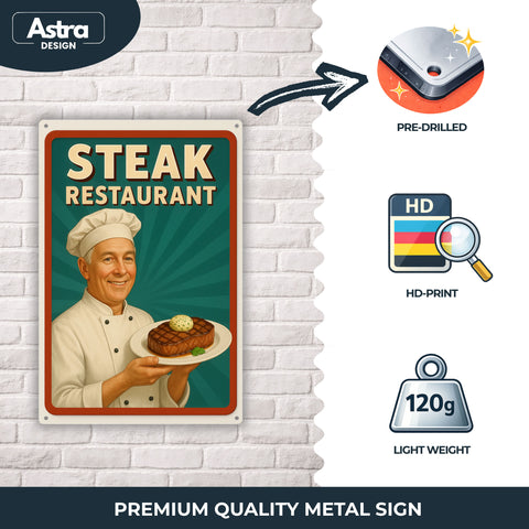 Blechschild 20x30cm – Steak Restaurant