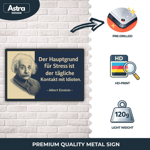 Stress Spruch Blechschild Albert Einstein - 20x30cm